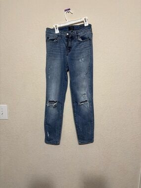 Judy Blue Distressed Dark Blue Skinny Jeans